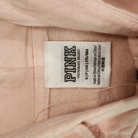 PINK Victorias Secret Cropped Hombre 1/4 Zip Hooded Sweatshirt - Picture 3 of 4
